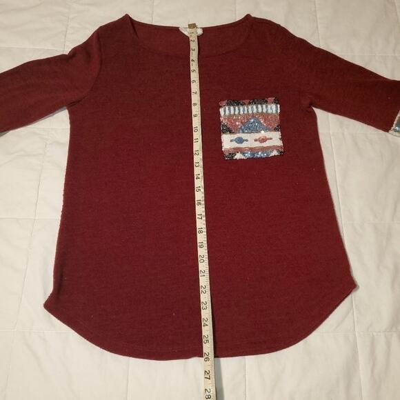 Style rock women's Aztec patch work long sleeve shirt. - Picture 8 of 8